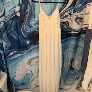 Vintage, Boho, Chic Maxi Dress. Off White. Size L. Fully lined.